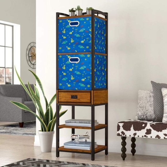 4 Sky-Blue Thick Fabric Drawer Foldable Cubes Organizer with Dual Metal Handles - Picture 2 of 7